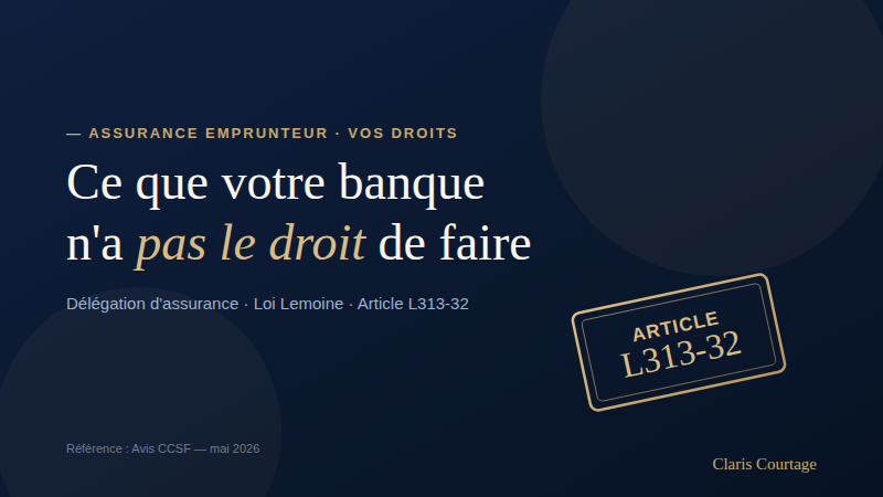 Assurance emprunteur délégation : vos droits selon la loi L313-32 — Claris Courtage